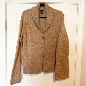 Calvin Klein brown shawl-collar cardigan sweater open front bell sleeve cardigan